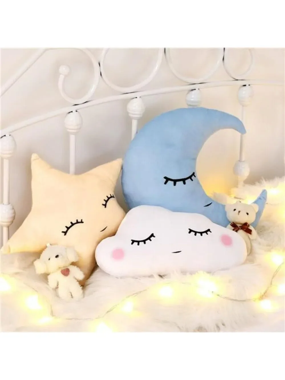 Moon Star Cloud Plush Pillow Set Soft Stuffed Nursery Decor Cushion for Kids Roo